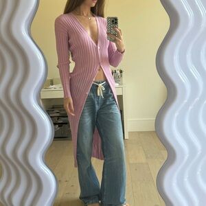 Mango Lilac Long Cardigan